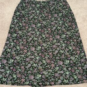 Luisa Spagnoli Floral A-Line Skirt Lavender Italian Green 100% Wool Womens 27”